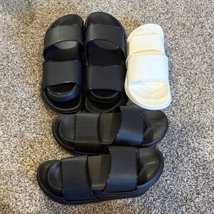NWOT LOT OF‎ 5 slides 3 42/43 & 2 38/39 sz 7 & 10 white black shoes sandals